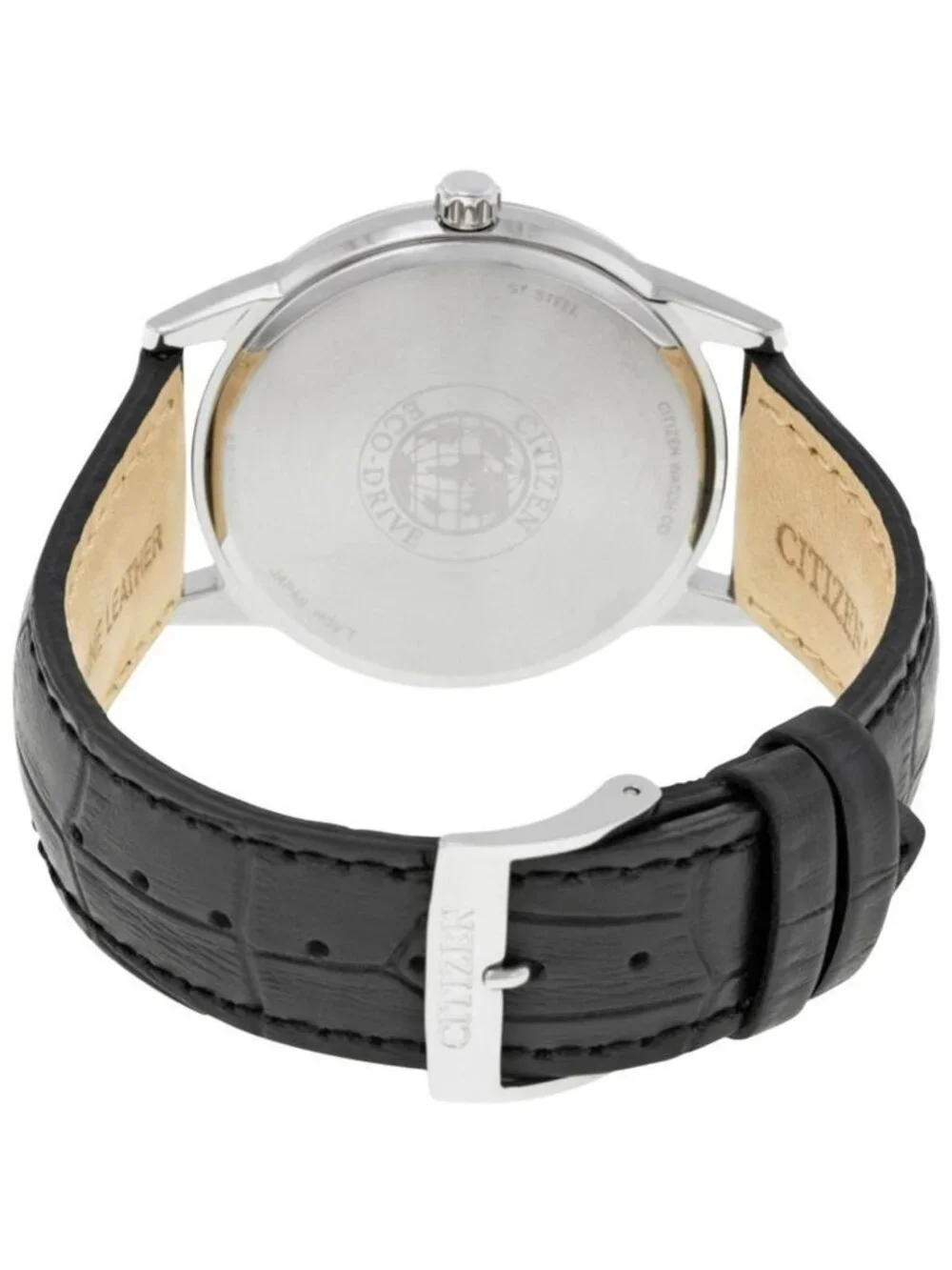 NWT Citizen Eco-Drive Silver Dial Black Leather Men's Watch
